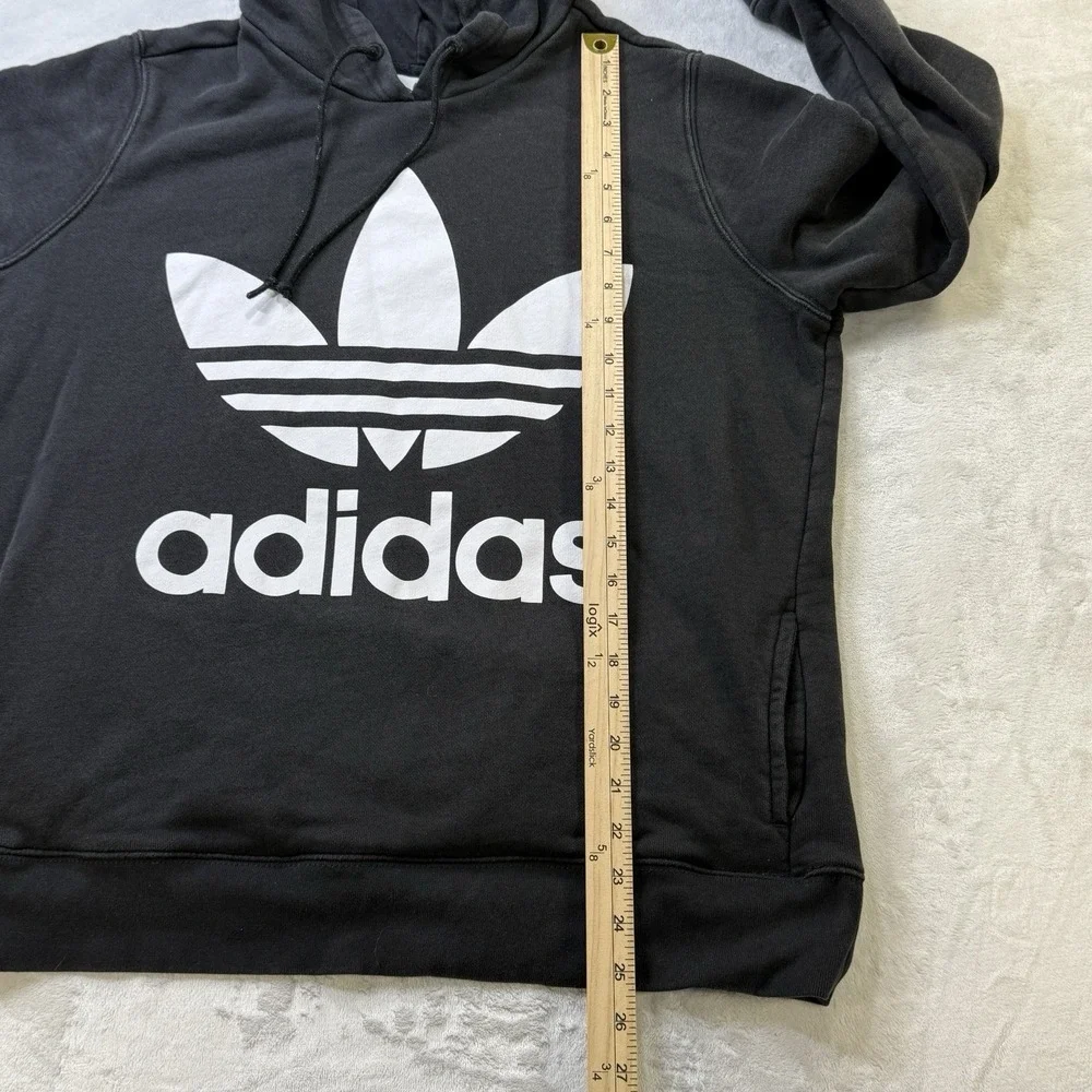 Adidas‎ Trefoil Hoodie Black Big Logo Pullover Sweatshirt XL